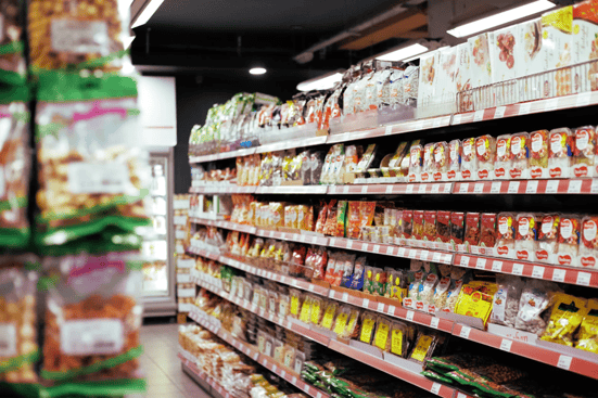 Food on shelves