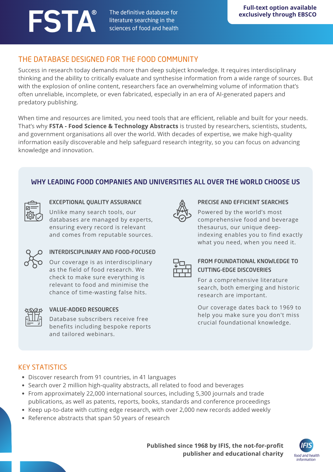 FSTA flyer for Italy EBSCO open day